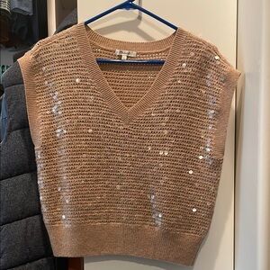 Tan Sleeveless Sweater with Sequins